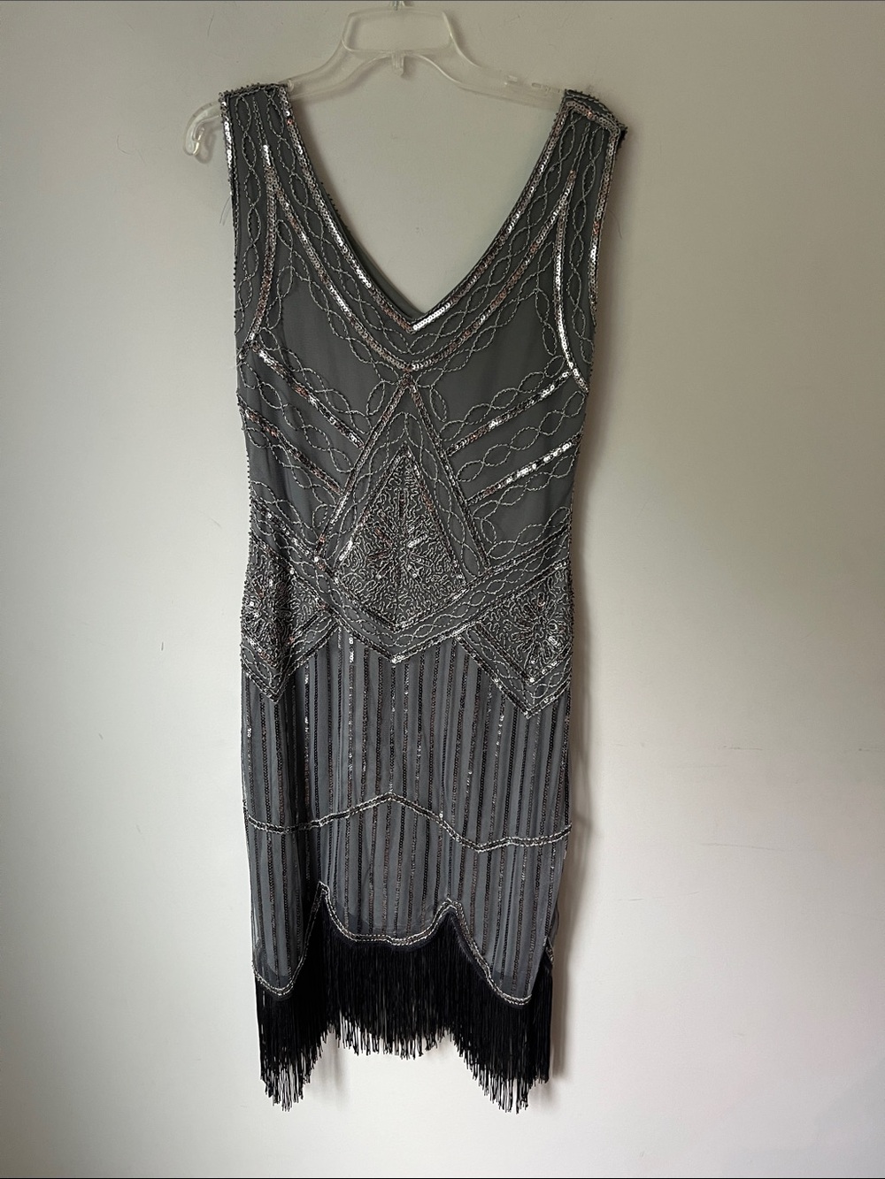 Babeyond gray black women’s 1920s style cocktail flapper dress size XL 🔷